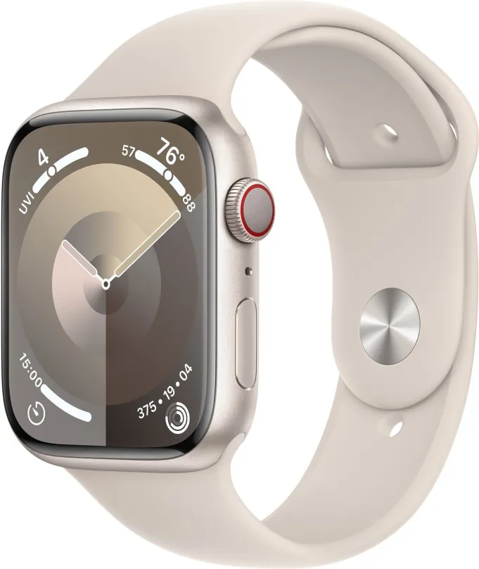 Chytré hodinky Apple Watch Series 9 45mm Cellular Hviezdne biely hliník s hviezdne bielym športovým remienkom - M/L