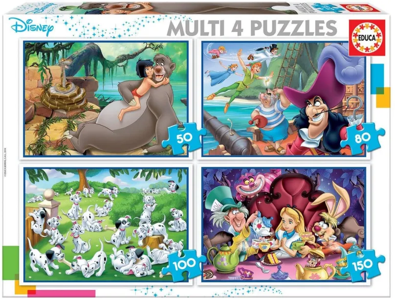 Puzzle Educa Puzzle Disney rozprávky 4v1 (50,80,100,150 dielikov)
