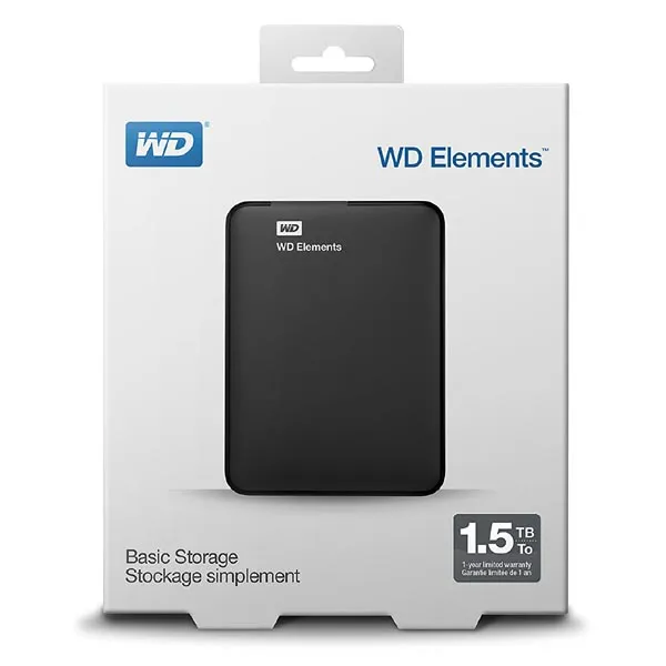 Western Digital externý pevný disk, Elements Portable, 2.5", USB 3.0, 1,5 TB, 1500GB, WDBU6Y0015BBK, čierny