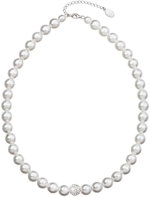 Náhrdelník Biely perlový náhrdelník dekorovaný kryštály Swarovski 32011.1 (925/1000, 61,7 g)