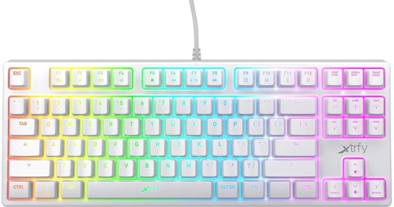 Herná klávesnica XTRFY K4 TKL RGB, Kailh Red, Biela - US
