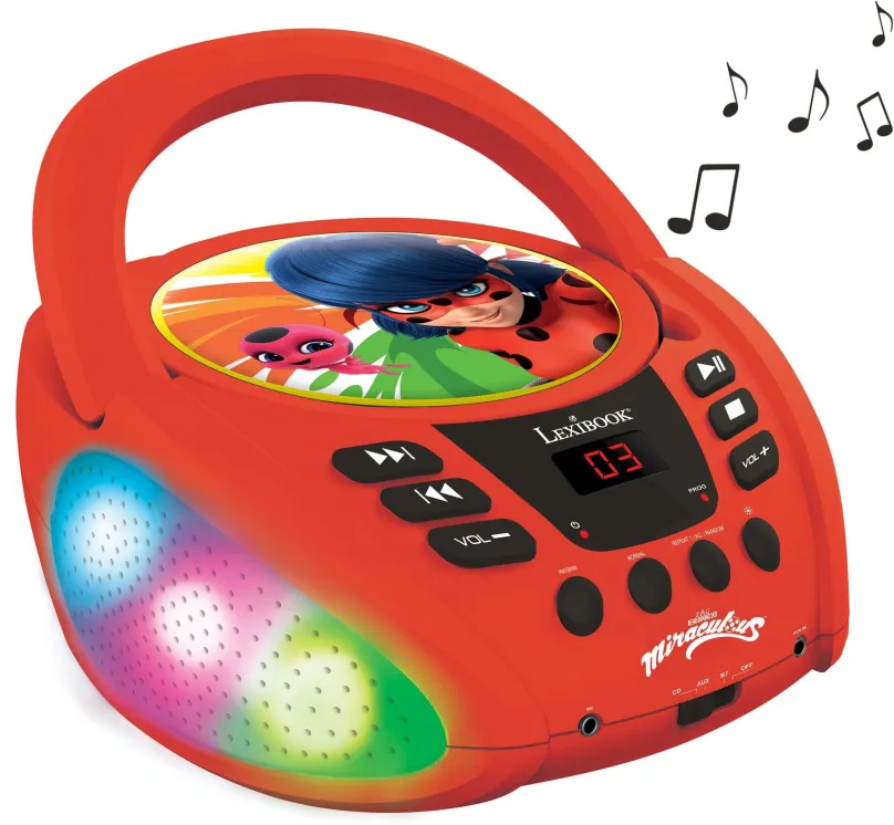 Hudobná hračka Lexibook Prenosný Bluetooth CD prehrávač Kúzelná Lienka so svetelnými efektmi