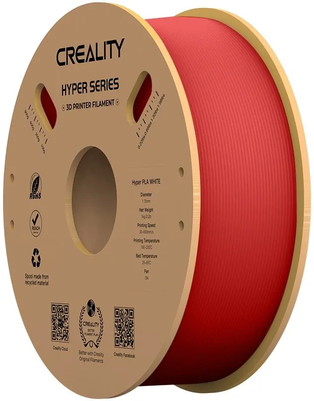 Filament Creality Hyper PLA Red, materiál PLA, priemer 1,75 mm s toleranciou 0,03 mm, hmot