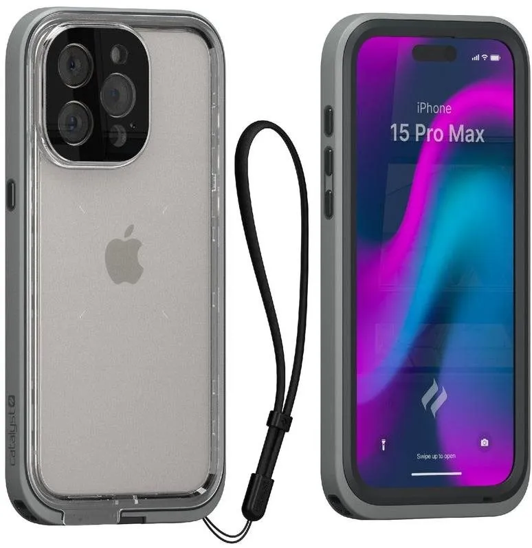 Puzdro na mobilný telefón Catalyst Total Protection Case Titanium Gray iPhone 15 Pro Max