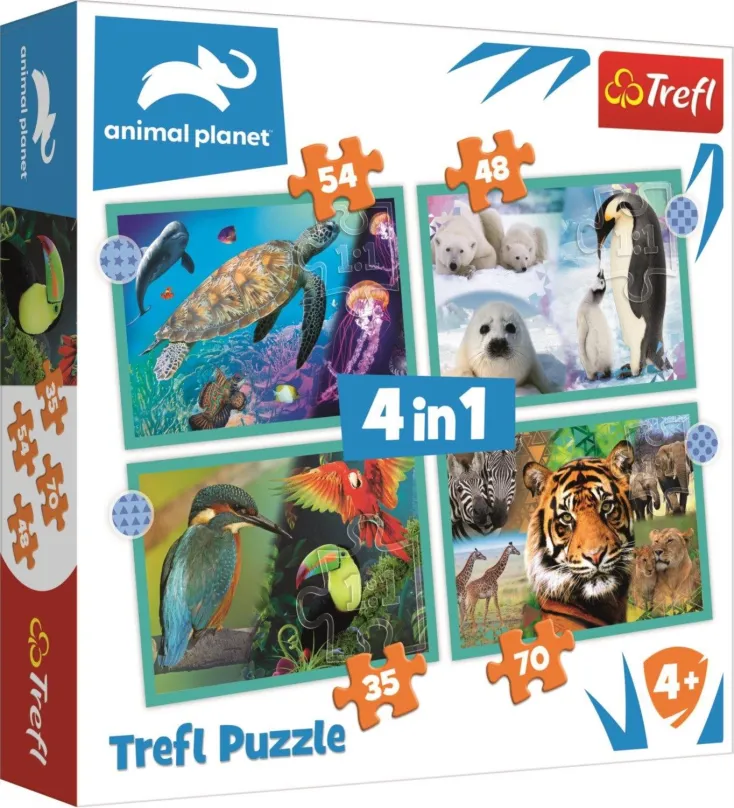 Puzzle Trefl Puzzle Animal Planet: Záhadný svet zvierat 4v1 (35,48,54,70 dielikov)
