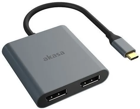 Redukcia AKASA USB Type-C Adaptér - 2 x DP, 4K / AK-CBCA18-18BK
