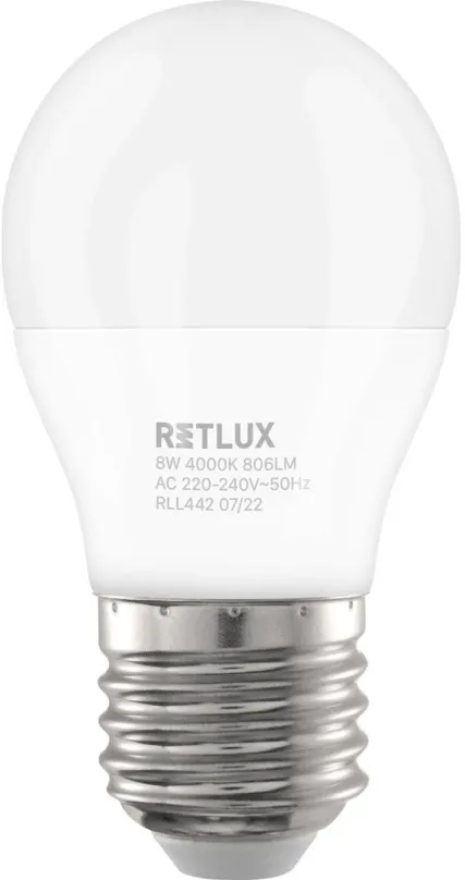 LED žiarovka RETLUX RLL 442 G45 E27 miniG 8W CW