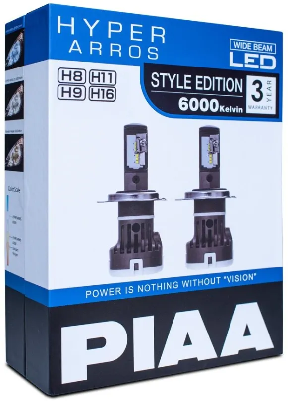 Sada autožiaroviek PIAA Hyper Arros Gen3 LED náhrady autožiaroviek H8/H9/H11/H16 6000K