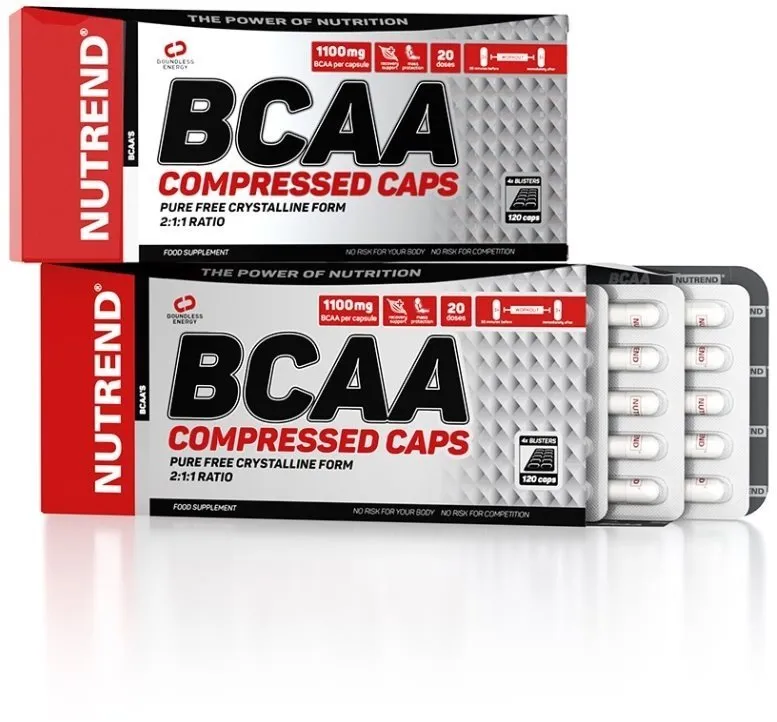 Aminokyseliny Nutrend BCAA Compressed caps, 120 kapsúl, BCAA, bez príchuti, 120 tabliet
