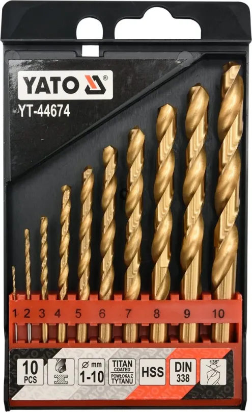 Sada vrtákov YATO Sada vrtákov do železa HSS-TiN 10ks 1-10mm
