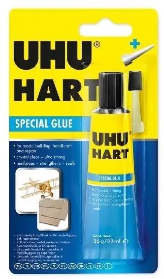 Lepidlo UHU Hart 35 g, kontaktné, zaistí pevný typ spoja, vhodné na použitie na materiál t