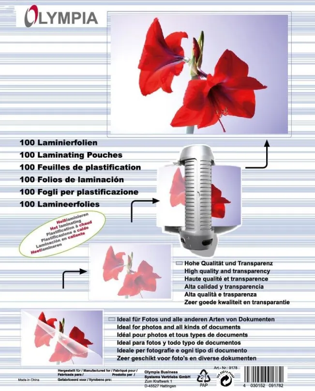 Laminovacia fólia OLYMPIA A6/250 lesklé - balenie 100 ks