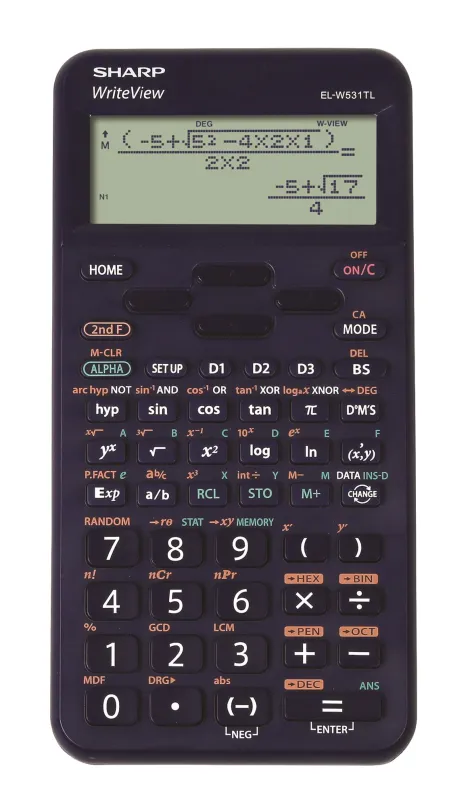 Kalkulačka SHARP EL-W531TL modrá, vedecká k maturite, batériové napájanie, 16miestny bodov