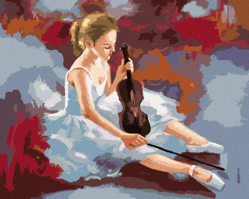 Maľovanie podľa čísel Baletka s husľami, 80x100 cm, vypnuté plátno na rám