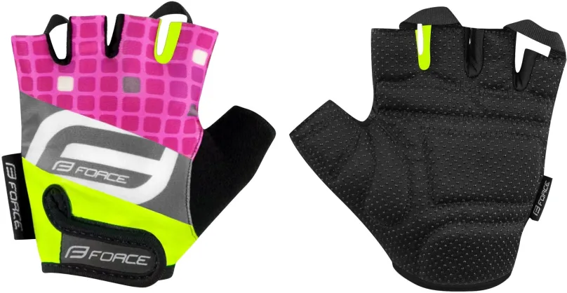 Cyklistické rukavice Force SQUARE detské, fluo-ružové S