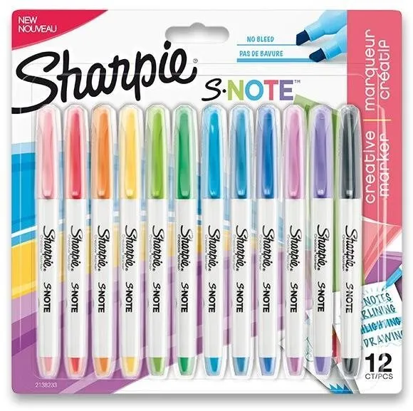 Popisovač SHARPIE S-Note, 12 farieb