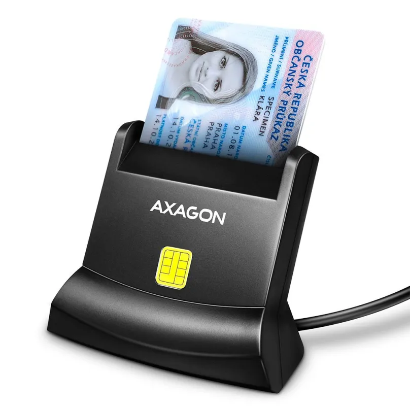Čítačka eObčianok AXAGON CRE-SM4N Smart card / ID card StandReader, USB-A cable 1.3 m