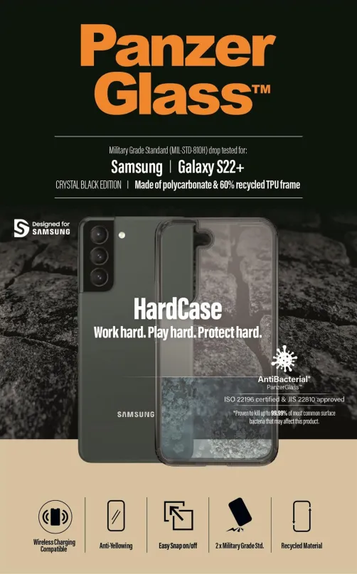 Kryt na mobil PanzerGlass HardCase Samsung Galaxy S22+, pre Samsung Galaxy S22+ 5G, materi