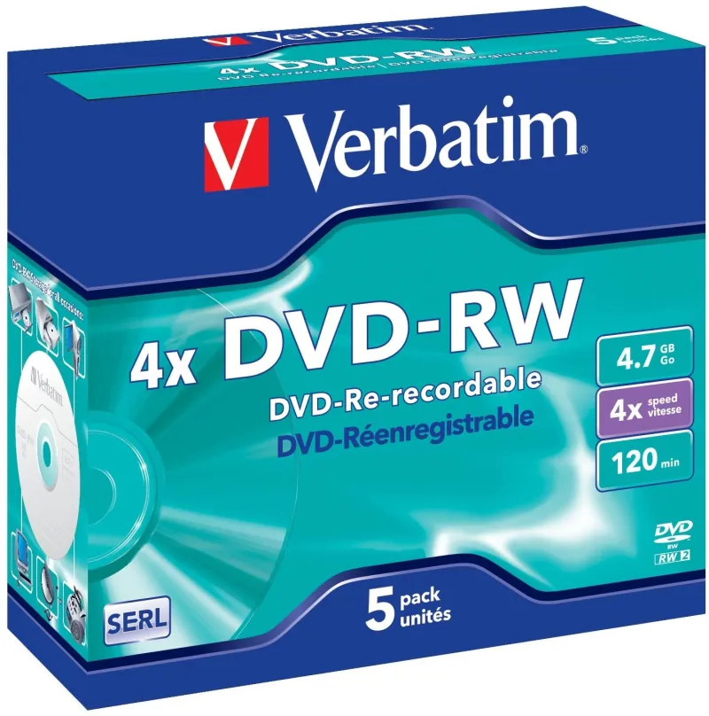 Médiá VERBATIM DVD-RW SERL 4,7 GB, 4x, šperk case 5 ks