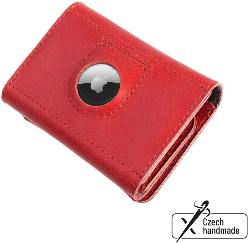 Peňaženka FIXED Tripple Wallet for AirTag z pravej hovädzej kože červená