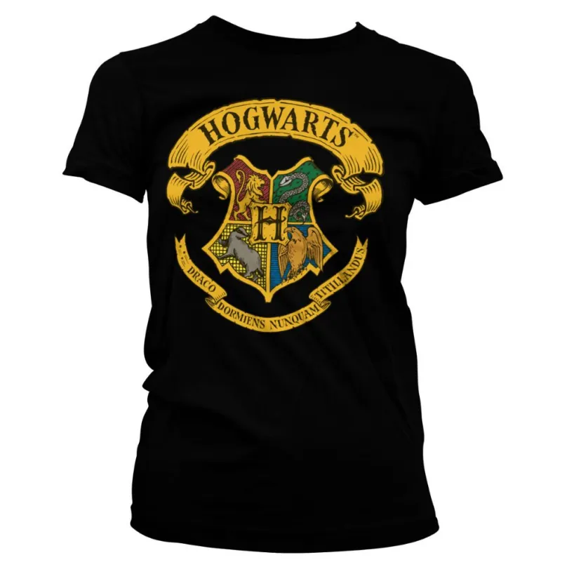 Dámske tričko Harry Potter - Rokfortský erb, čierne