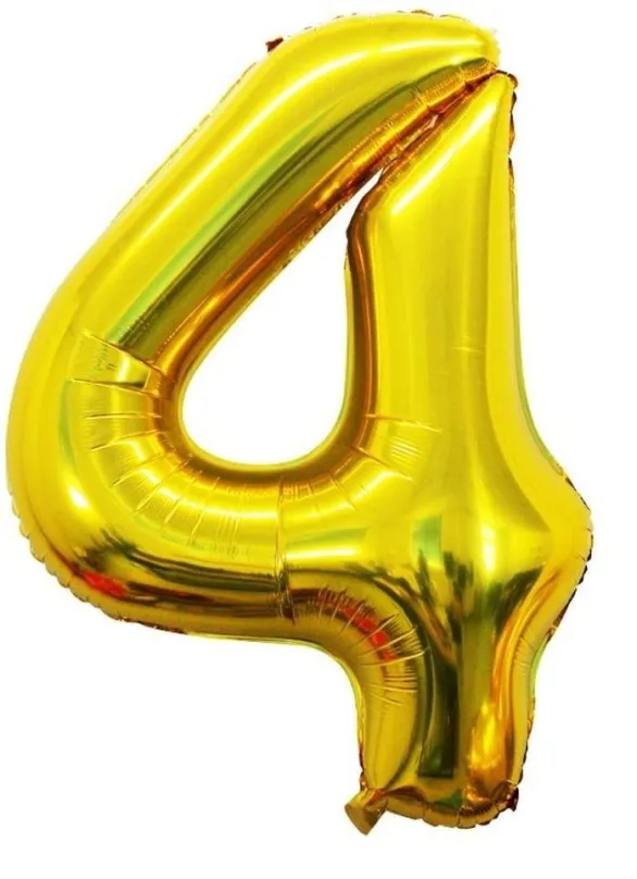 Balóniky Atomia fóliový balón narodeninové číslo 4, zlatý 46 cm