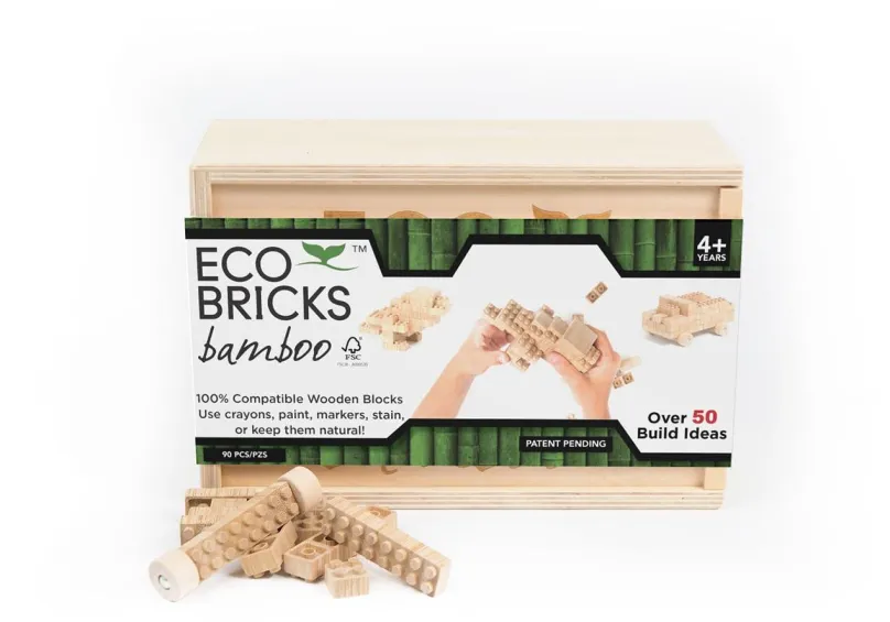 Drevená stavebnica Once Kids Eco-Bricks Bambus 90 dielov