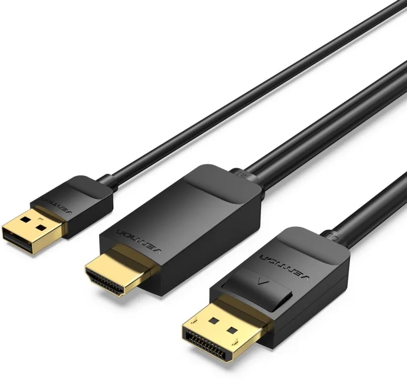 Video kábel Vention HDMI to DisplayPort (DP) 4K @ 60Hz Cable 1.5m Black