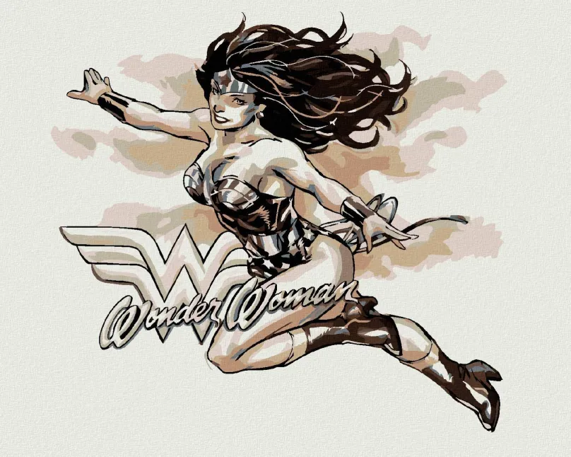 Maľovanie podľa čísel Wonder Woman čiernobiely plagát iv, 40x50 cm, vypnuté plátno na rám