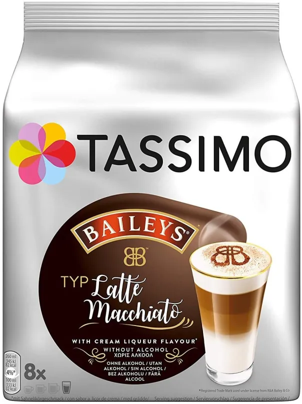 Kávové kapsule TASSIMO kapsule Latte Macchiato Baileys 8 nápojov