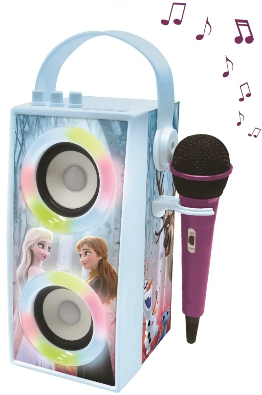 Hudobná hračka Lexibook Frozen Prenosný Bluetooth reproduktor s mikrofónom a svetelnými efektmi