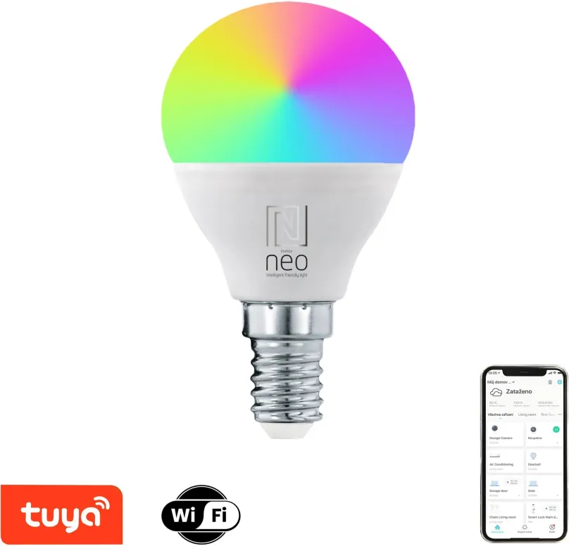 LED žiarovka IMMAX NEO LITE Smart žiarovka LED E14 6W RGB+CCT farebná a biela, stmievateľná, WiFi, P45