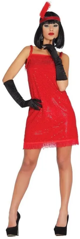 Kostým Dámsky Kostým - Šaty Charleston Červené - veľ. L (42-44)