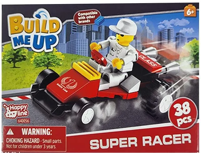 Stavebnica Mikro trading BuildMeUp stavebnica super racer - Autíčko červené s panáčikom 38 ks