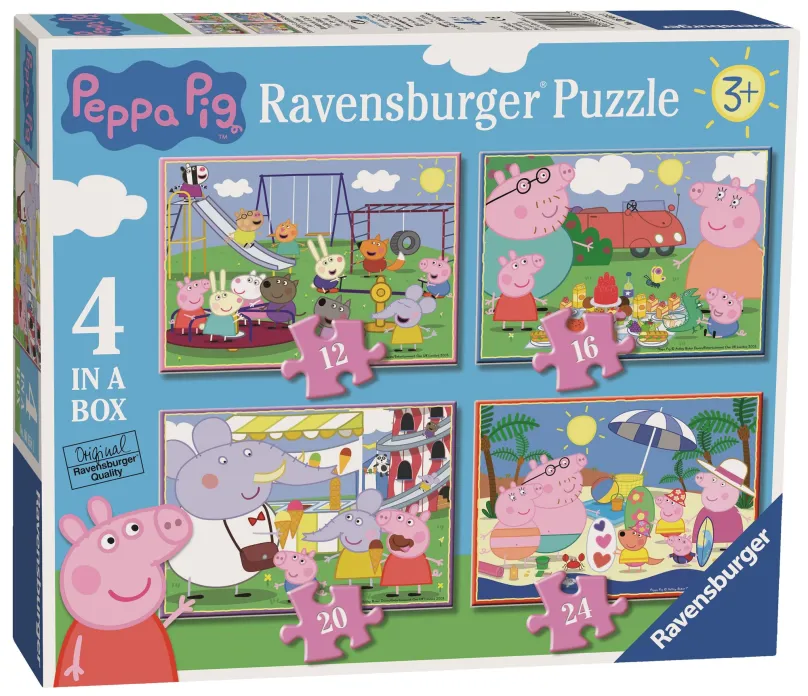 RAVENSBURGER Puzzle Prasiatko Peppa: Zábavné dni 4v1 (12,16,20,24 dielikov)