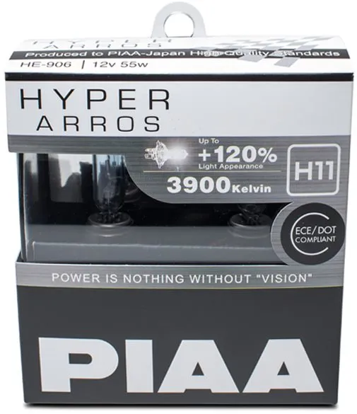 Autožiarovka PIAA Hyper Arros 3900K H11 - o 120 percent vyššiu svietivosť, zvýšený jas