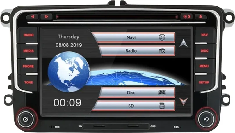 Autorádio Junsun Autorádio Pre VW Škoda Seat s GPS Navigáciou, Mapy, Logo Rádio Volkswagen Passat, Golf, Octavia