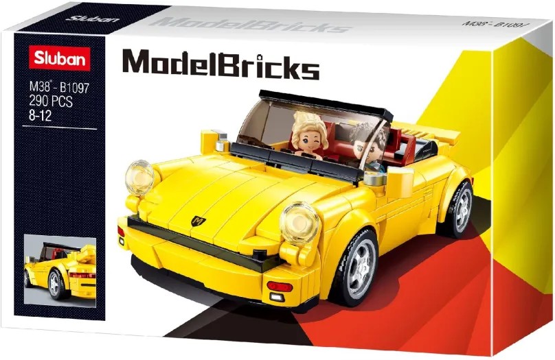 Stavebnica Sluban Model Bricks M38-B1097 Nemecký žltý športový automobil