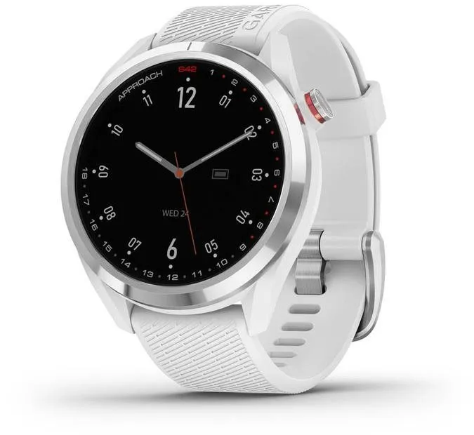 Chytré hodinky Garmin Approach S42 Silver/White Silicone Band, dámske, transflektívne MIP