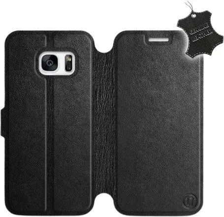Kryt na mobil Flip puzdro na mobil Samsung Galaxy S7 - Čierne - kožené - Black Leather