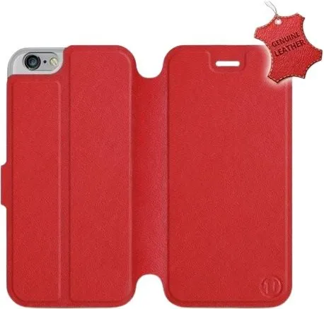 Kryt na mobil Flip puzdro na mobil Apple iPhone 6 / iPhone 6s - Červené - kožené - Red Leather