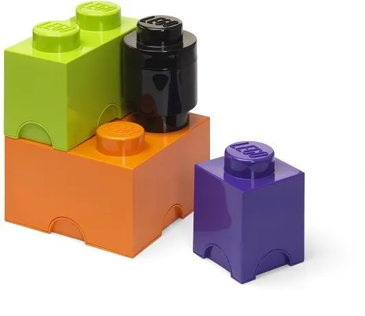 Úložný box LEGO úložné boxy Multi-Pack 4 ks - fialová, čierna, oranžová, zelená