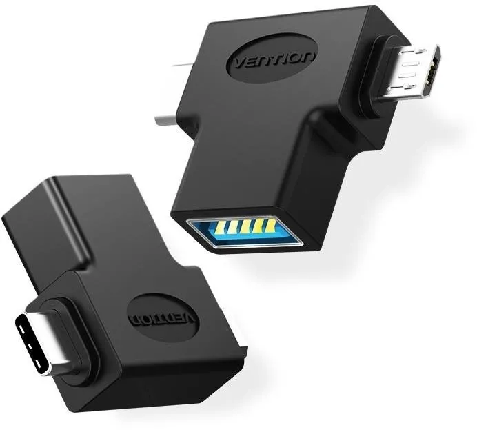 Redukcia Vention OTG Adapter Black micro USB + USB-C to USB pre Android