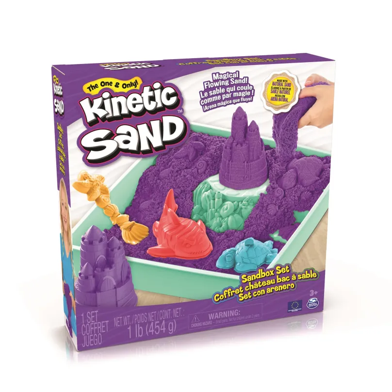 Kinetický piesok Kinetic Sand Krabica tekutého piesku s podložkou Fialová