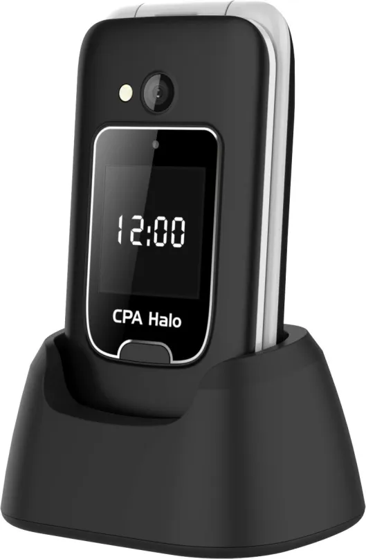 Mobilný telefón CPA Halo 25 Senior čierny s nabíjacím stojanom