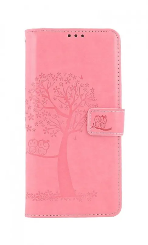 Puzdro na mobil TopQ Samsung A22 knižkové Svetlo ružový strom malej sovy 66295