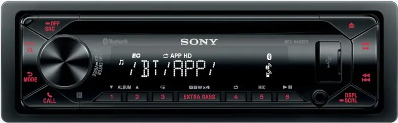 Autorádio Sony MEX-N4300BT, s CD mechanikou, výkon zosilňovača 4x55 W, veľkosť 1 DIN, FM/A