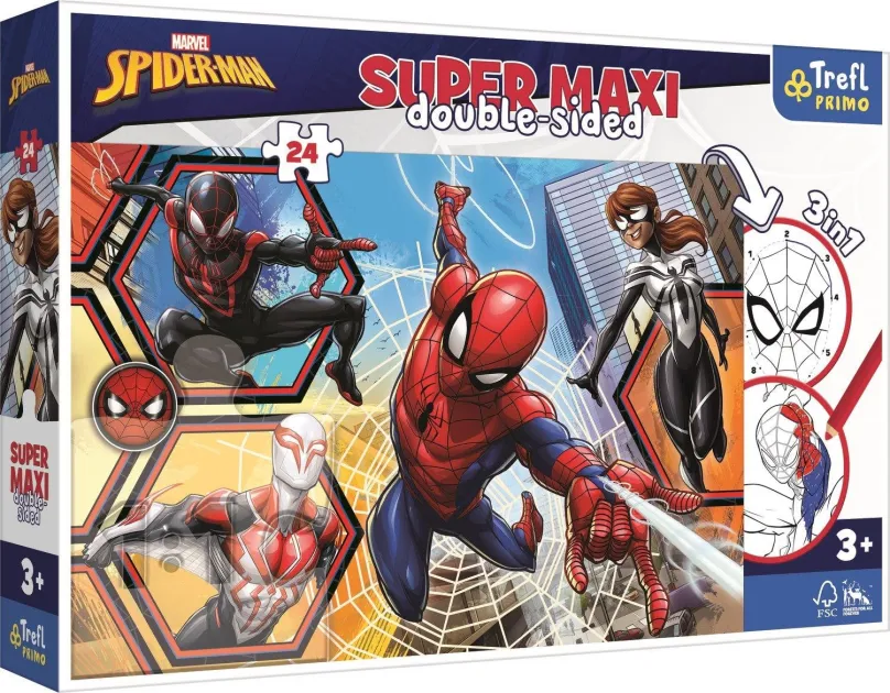 Puzzle Trefl Obojstranné puzzle Spiderman ide do akcie super maxi 24 dielikov