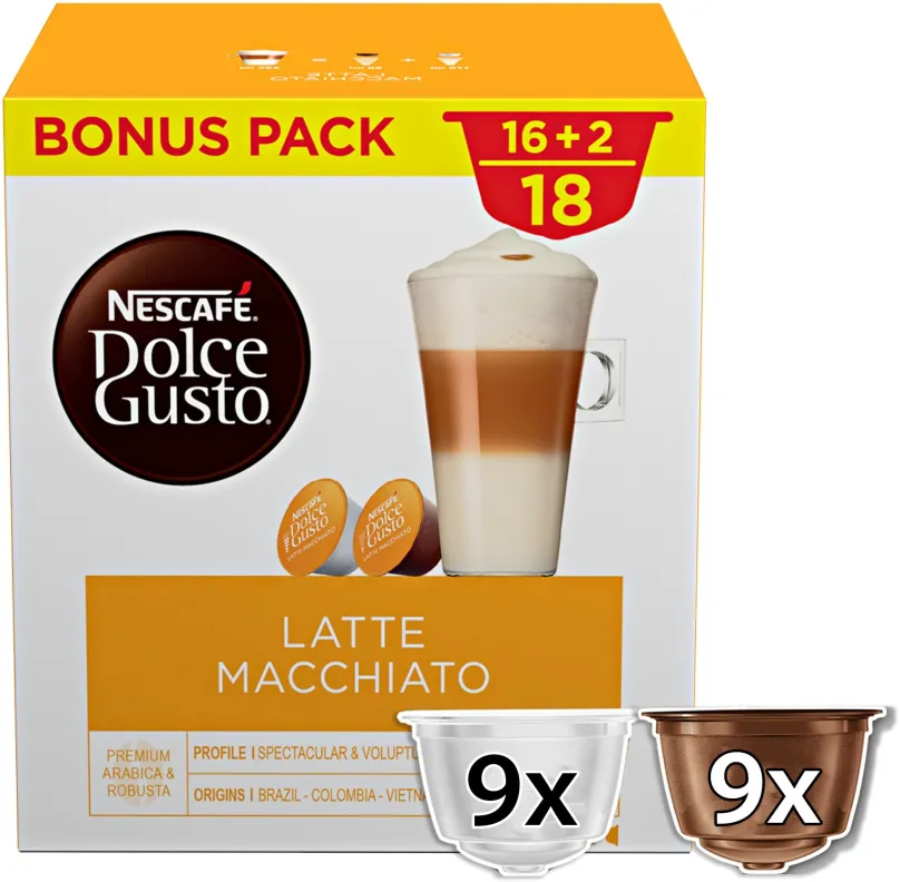 Kávové kapsule NESCAFÉ® Dolce Gusto® Latte Macchiato, 18 ks