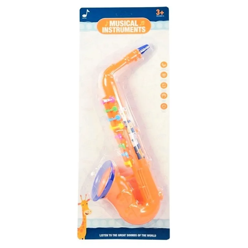 MaDe Saxofón plastový 8 klapiek 37 cm oranžový